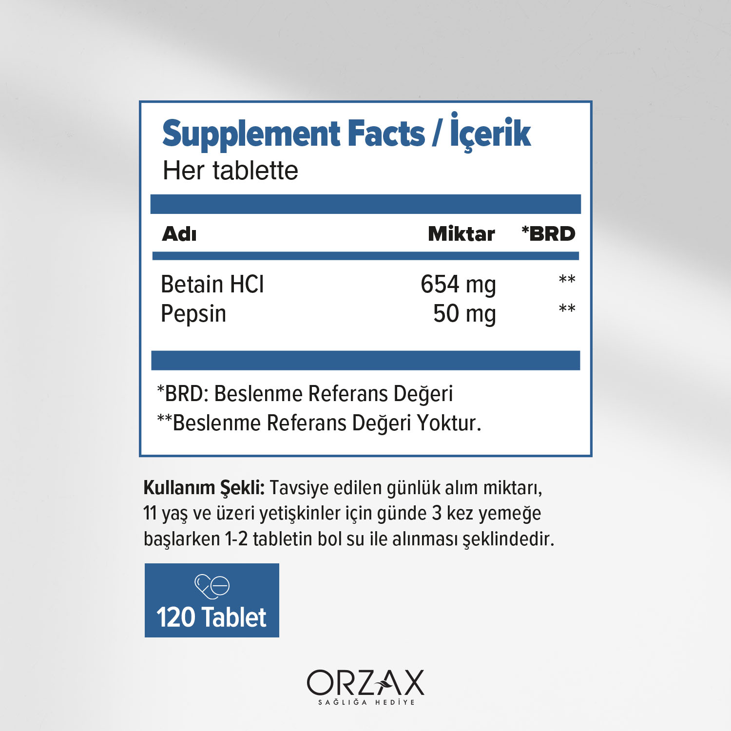Ocean Betain HCl+Pepsin Tablet Ocean Betain HCl+Pepsin Tablet - Görsel 2