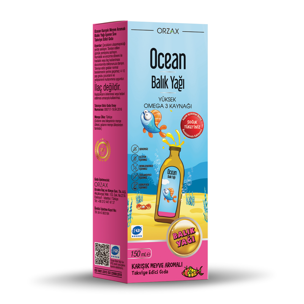 Ocean Karışık Meyve Aromalı Balık Yağı 150 mL Likit