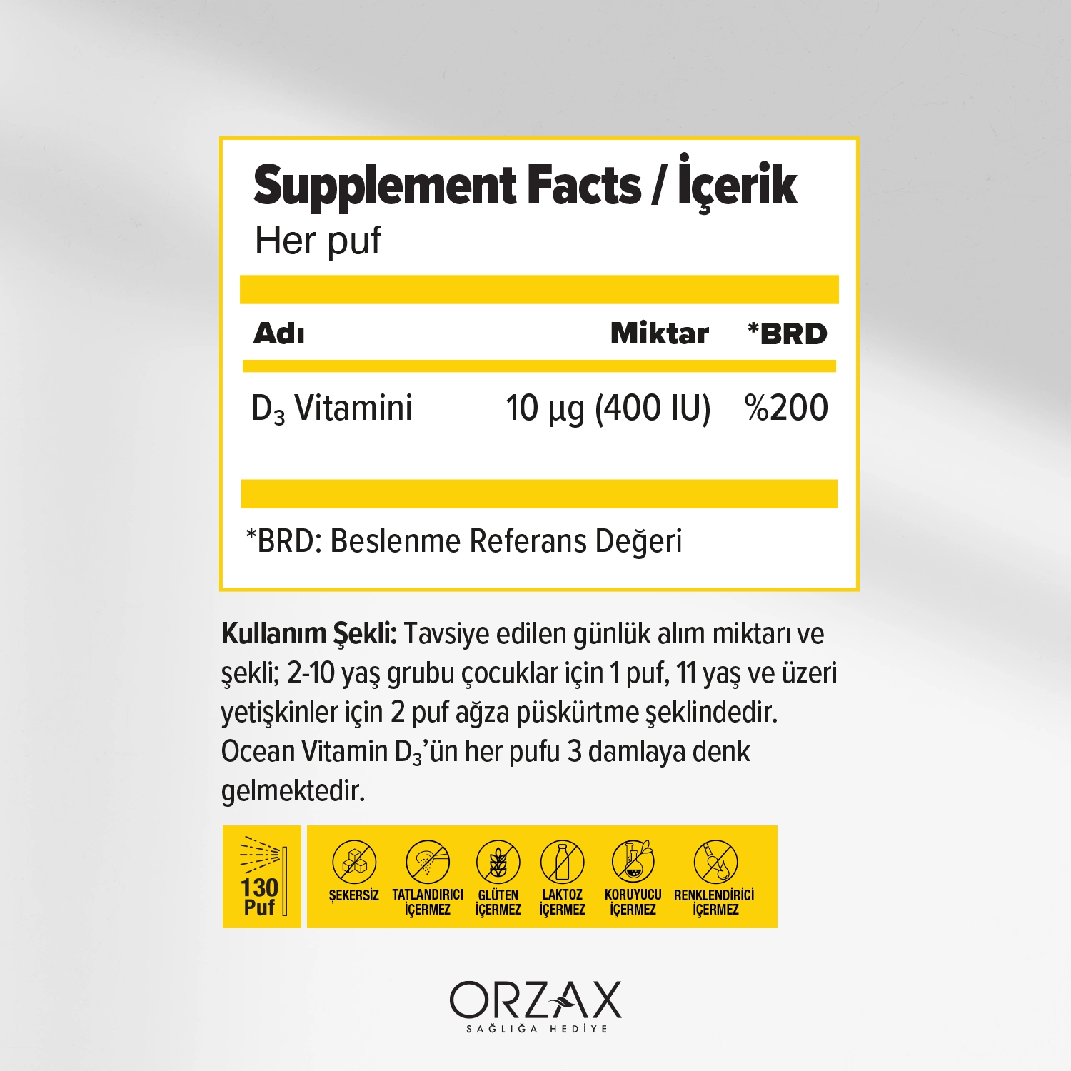 Ocean Vitamin D3 400 IU Sprey Ocean Vitamin D3 400 IU Sprey - Görsel 2
